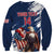 Custom USA Rugby Sweatshirt Powerful Eagle Grunge Brush Style - Blue