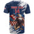 Custom USA Rugby T Shirt Powerful Eagle Grunge Brush Style - Blue