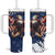 USA Rugby Tumbler With Handle Powerful Eagle Grunge Brush Style - Blue