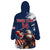 Custom USA Rugby Wearable Blanket Hoodie Powerful Eagle Grunge Brush Style - Blue