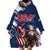 Custom USA Rugby Wearable Blanket Hoodie Powerful Eagle Grunge Brush Style - Blue