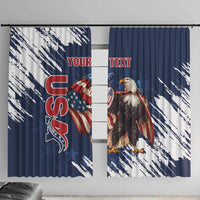 Blue curtain panels featuring American eagle and USA shield grunge design