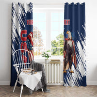 Blue curtain set with American bald eagle and patriotic grunge brush print