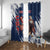 Custom USA Rugby Window Curtain Powerful Eagle Grunge Brush Style - Blue