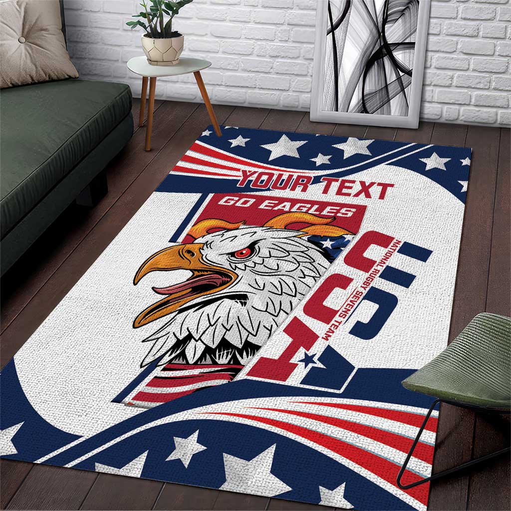 Custom USA Rugby Sevens Area Rug Go Eagles Flag Style - Wonder Print Shop