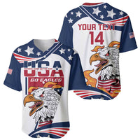 Custom rugby sevens jersey front and back, eagles head, USA flag stars, number 14