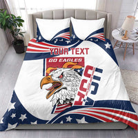 Rugby duvet and two pillowcases with eagle graphic on patriotic white, blue and red flag