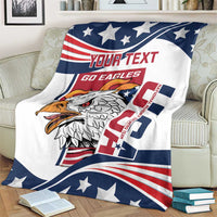 Eagle and flag-style blanket with YOUR TEXT and GO EAGLES centered design