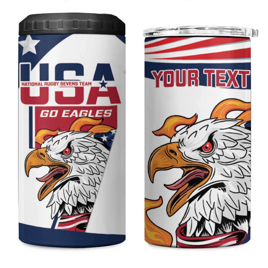 Custom USA Rugby Sevens 4 in 1 Can Cooler Tumbler Go Eagles Flag Style - Wonder Print Shop