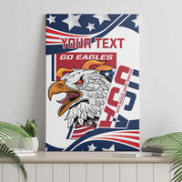 Patriotic canvas wall art featuring eagle graphic and “YOUR TEXT / GO EAGLES”