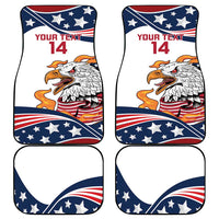 Rugby-themed car floor mats set of four with eagle, stars and stripes and “YOUR TEXT 14”