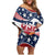 Custom USA Rugby Sevens Family Matching Off Shoulder Short Dress and Hawaiian Shirt Go Eagles Flag Style - Wonder Print Shop