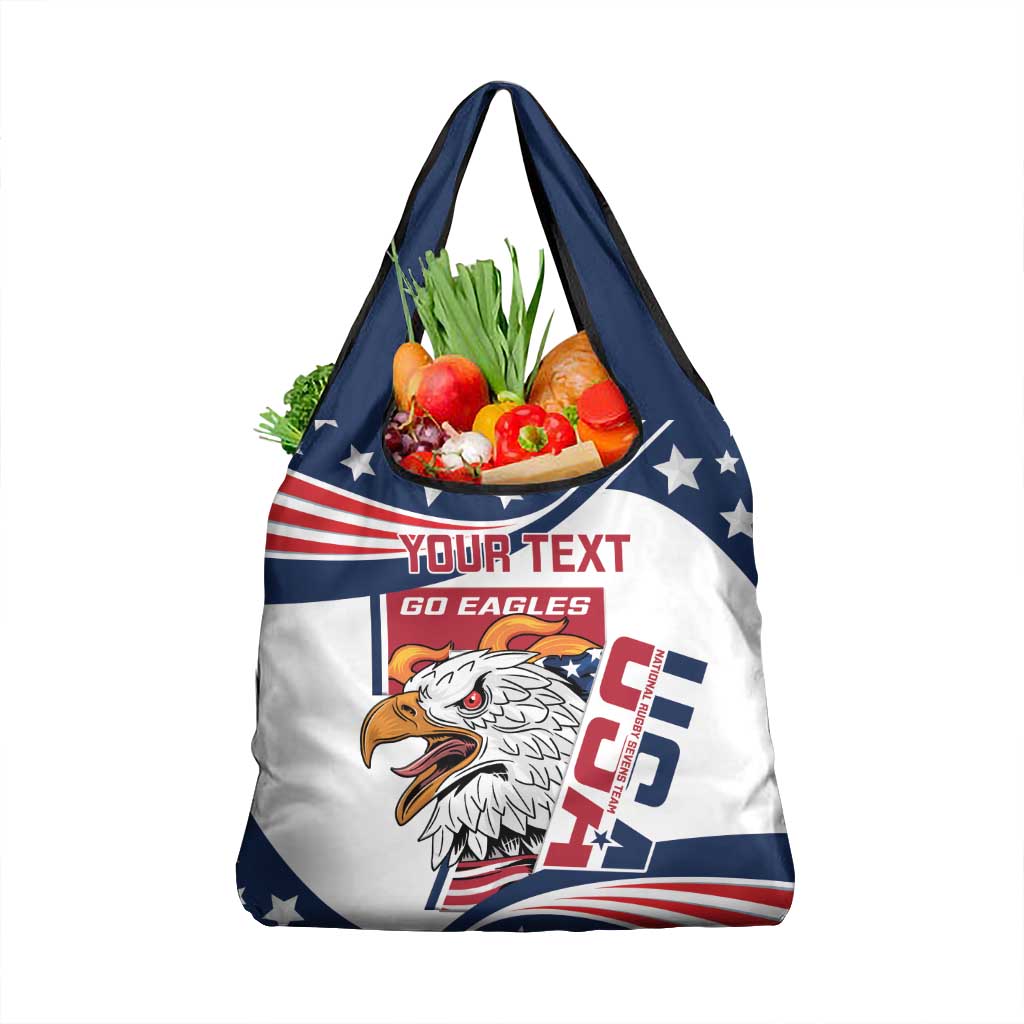 Custom USA Rugby Sevens Grocery Bag Go Eagles Flag Style