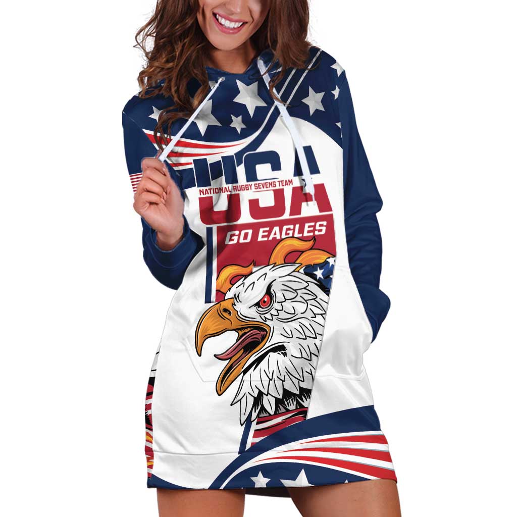 Custom USA Rugby Sevens Hoodie Dress Go Eagles Flag Style - Wonder Print Shop