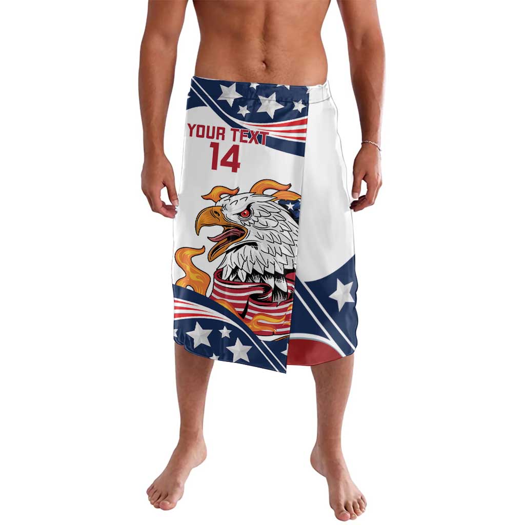 White patriotic rugby sevens shorts with star and eagle graphic, side panel flag