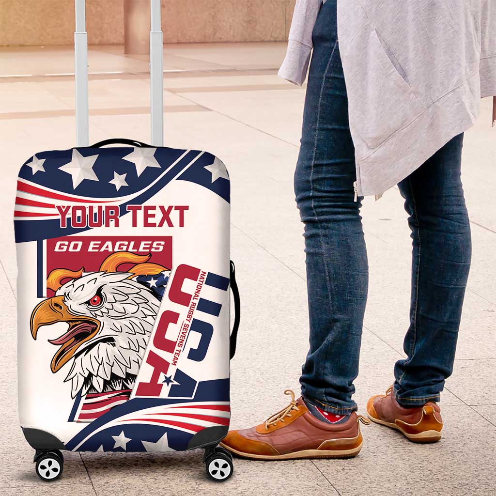 Custom USA Rugby Sevens Luggage Cover Go Eagles Flag Style - Wonder Print Shop