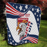 Custom USA-style quilt blanket featuring star patterns, red stripes, and an eagle head