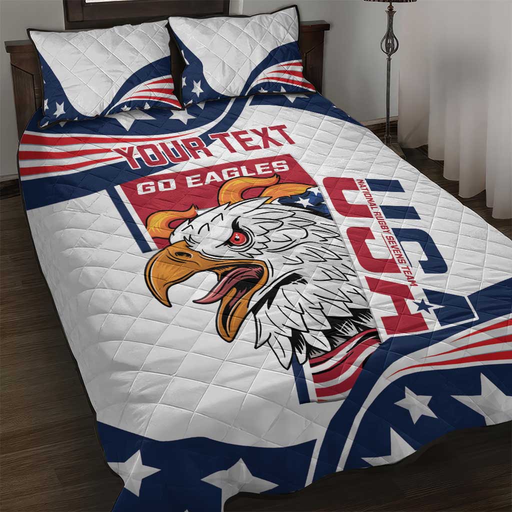 Custom USA Rugby Sevens Quilt Bed Set Go Eagles Flag Style