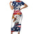 Custom USA Rugby Sevens Short Sleeve Bodycon Dress Go Eagles Flag Style