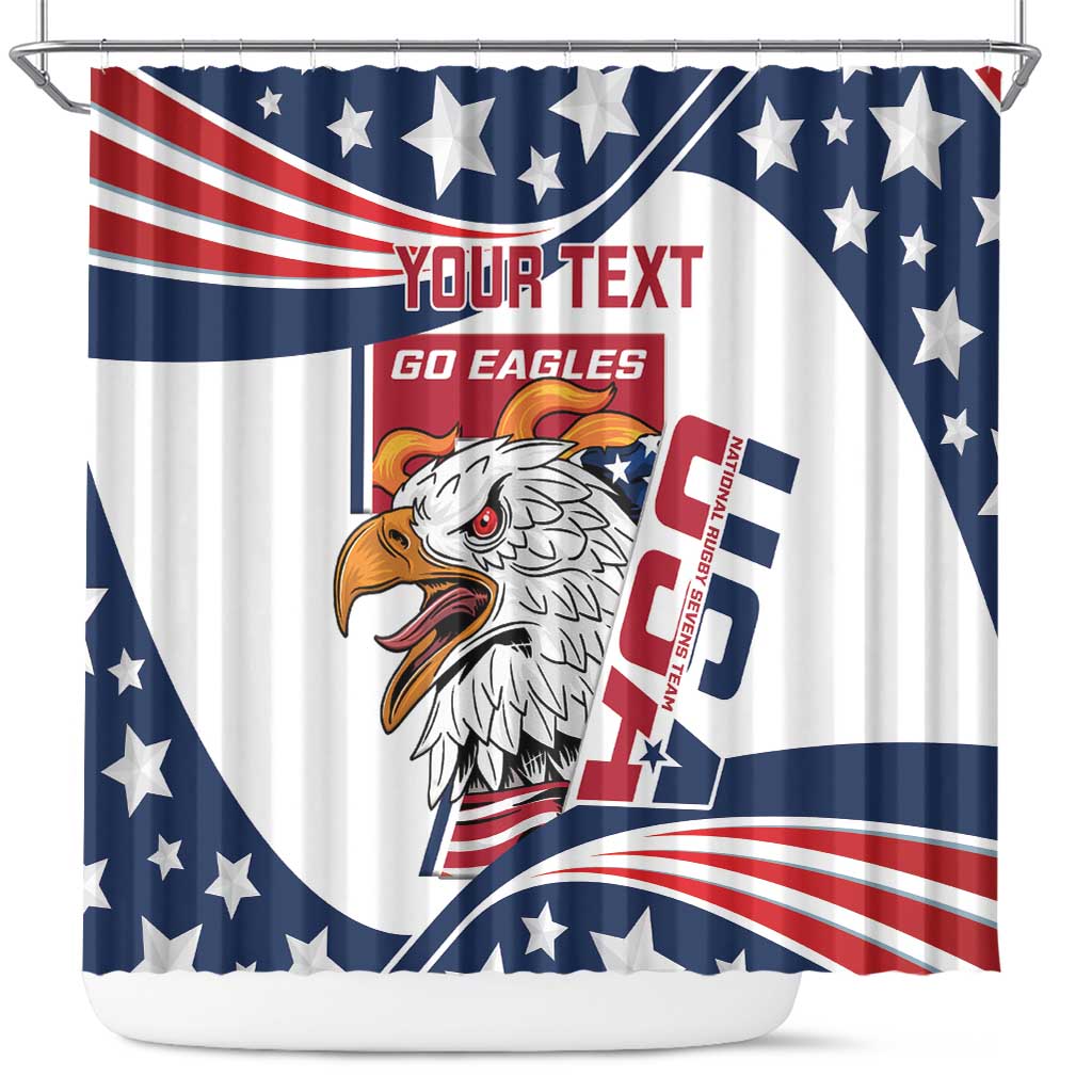 Custom USA Rugby Sevens Shower Curtain Go Eagles Flag Style