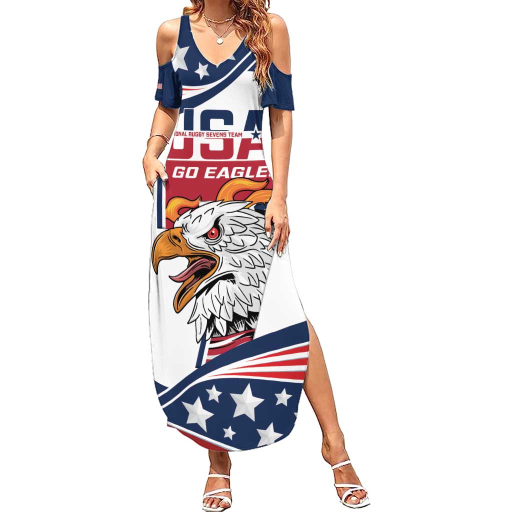 Custom USA Rugby Sevens Summer Maxi Dress Go Eagles Flag Style