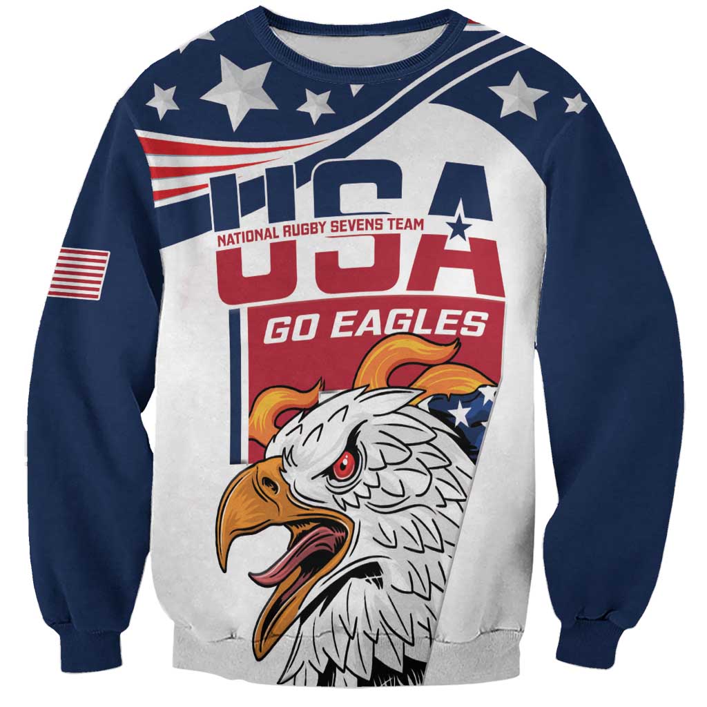 Custom USA Rugby Sevens Sweatshirt Go Eagles Flag Style