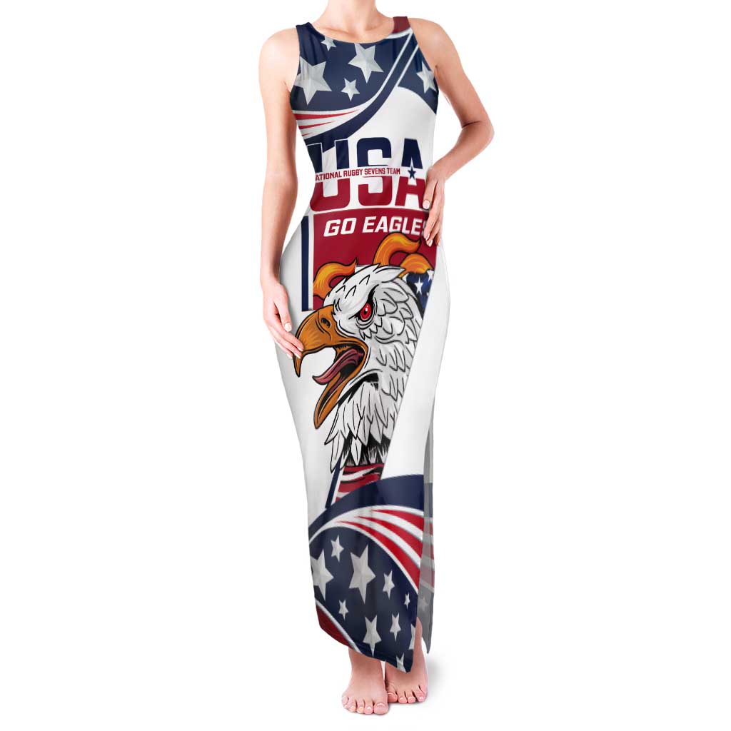 Custom USA Rugby Sevens Tank Maxi Dress Go Eagles Flag Style