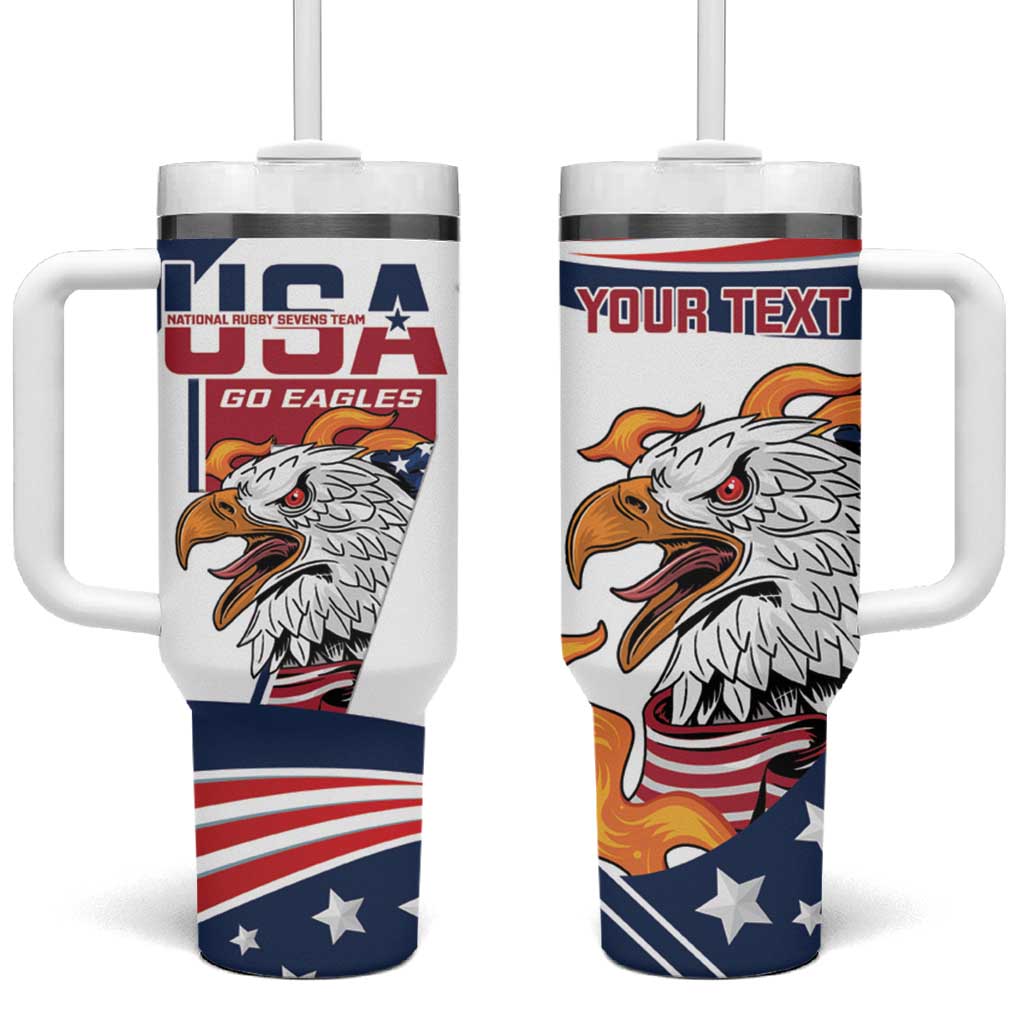 Custom USA Rugby Sevens Tumbler With Handle Go Eagles Flag Style