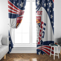 Set of USA rugby sevens window curtain panels with eagle and American flag stripe design