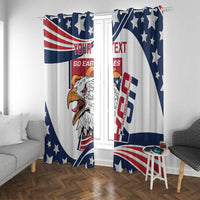 USA rugby sevens window curtain panels with eagle face, navy-blue stars, and red-white stripes
