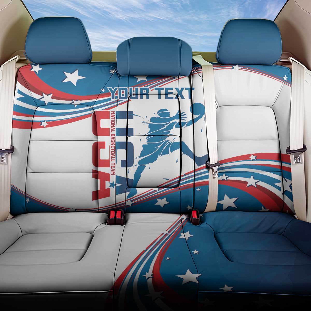 Custom USA Basketball Back Car Seat Cover 2024 Go Dream Team Curve Style - Wonder Print Shop