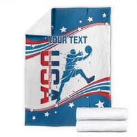 Folded basketball blanket with blue and white star design, red accents, and basketball player graphic