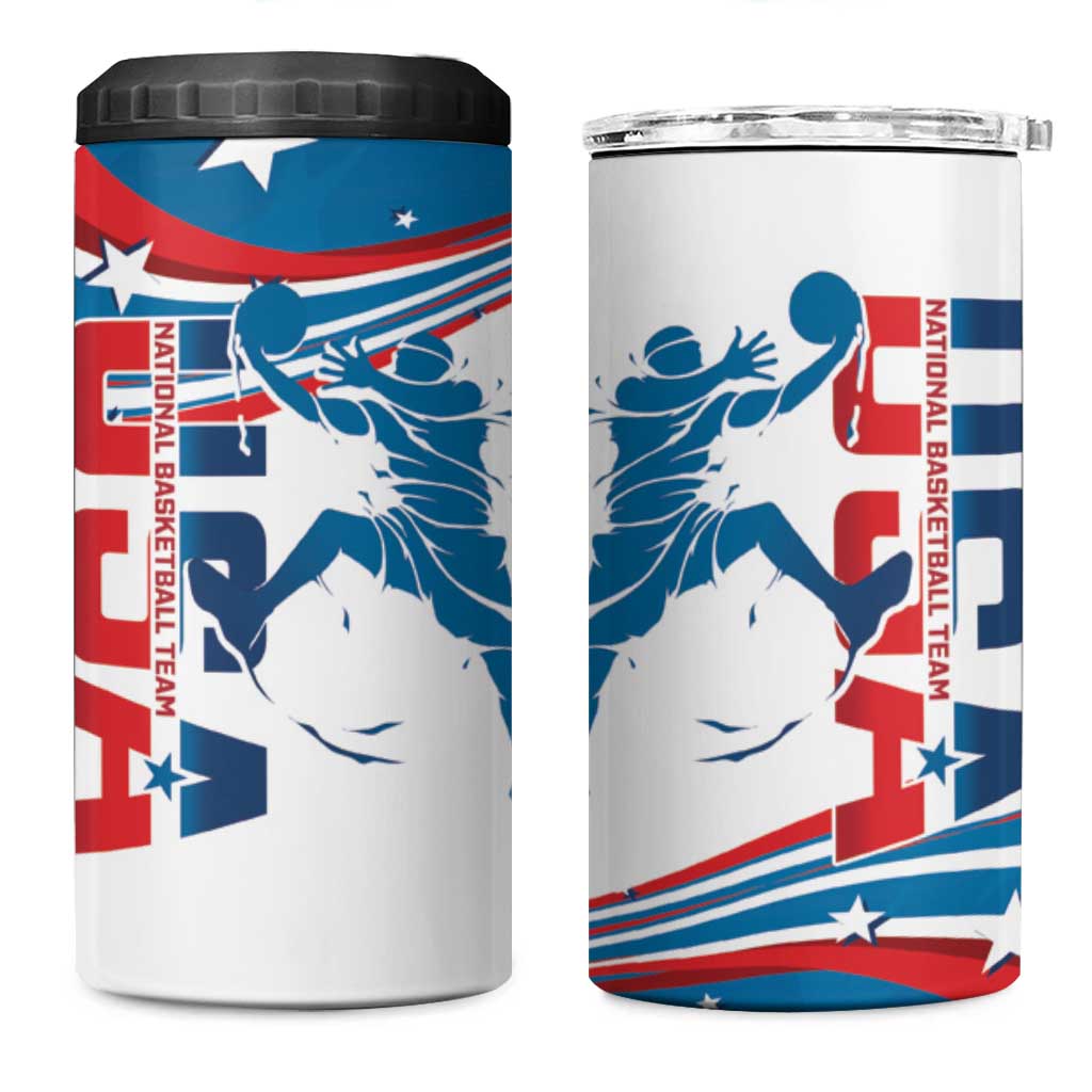 USA Basketball 4 in 1 Can Cooler Tumbler 2024 Go Dream Team Curve Style - Wonder Print Shop