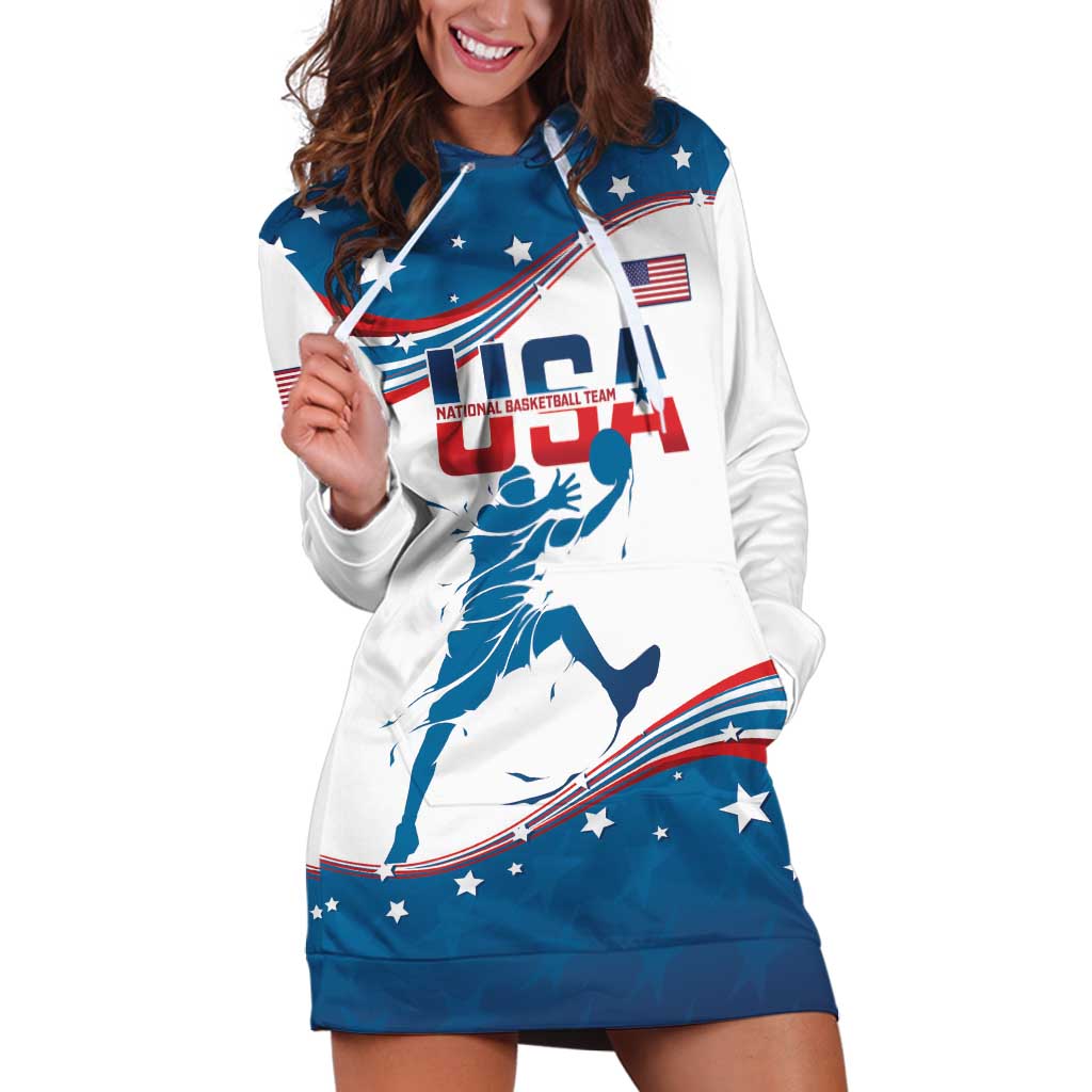 Custom USA Basketball Hoodie Dress 2024 Go Dream Team Curve Style - Wonder Print Shop