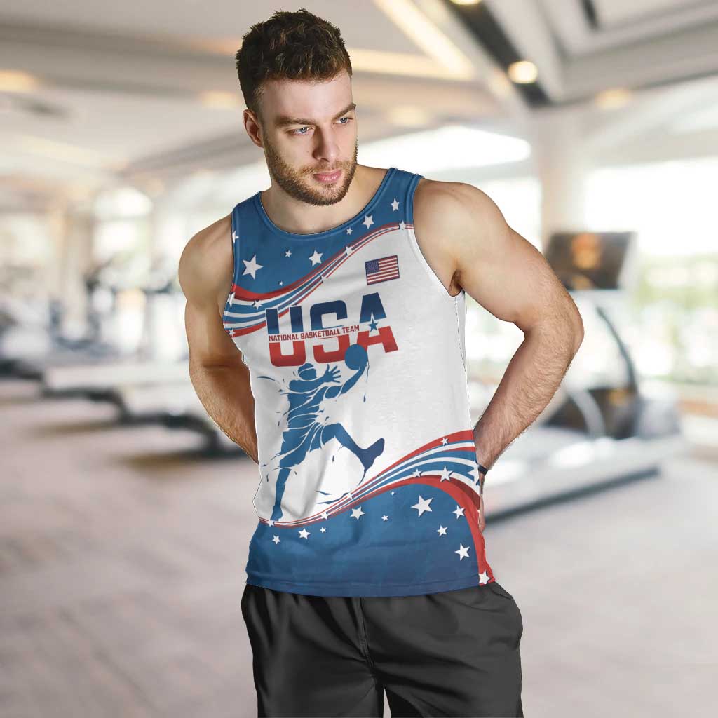 Custom USA Basketball Men Tank Top 2024 Go Dream Team Curve Style - Wonder Print Shop