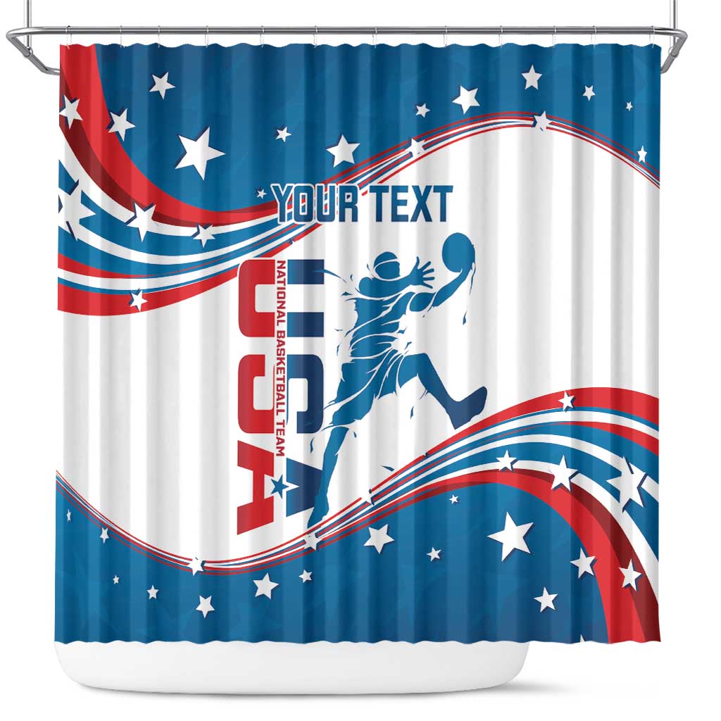 Custom USA Basketball Shower Curtain 2024 Go Dream Team Curve Style