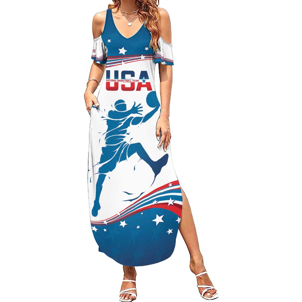 Custom USA Basketball Summer Maxi Dress 2024 Go Dream Team Curve Style