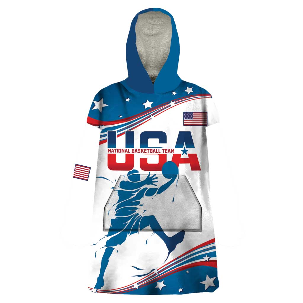 Custom USA Basketball Wearable Blanket Hoodie 2024 Go Dream Team Curve Style