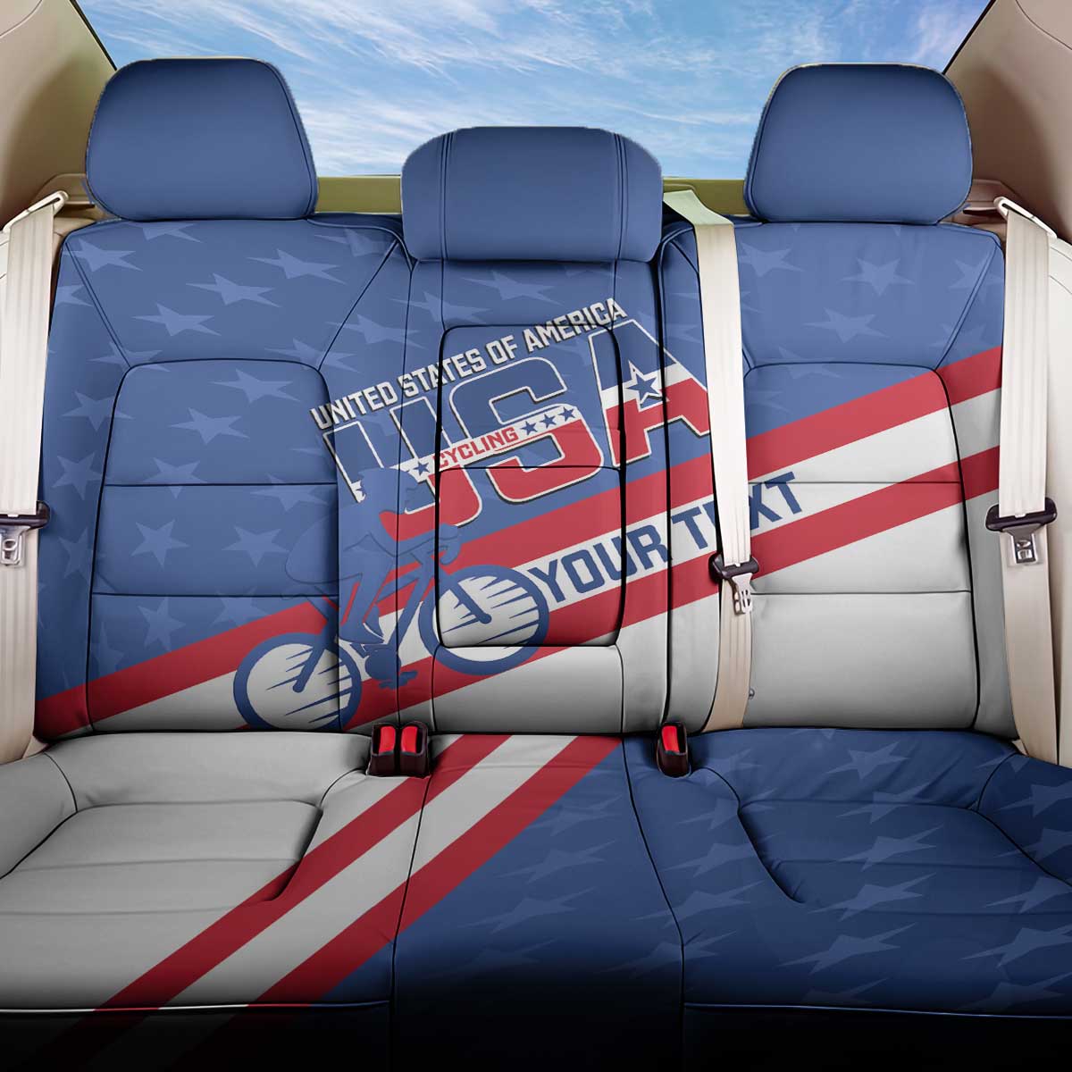 Personalized USA Cycling Back Car Seat Cover United States Bike Racing Lover - Wonder Print Shop