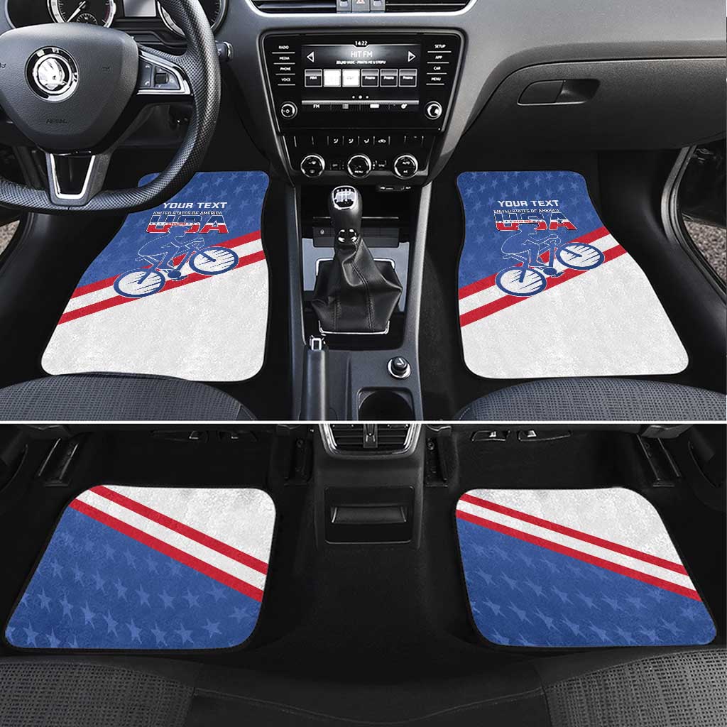 Personalized USA Cycling Car Mats United States Bike Racing Lover - Wonder Print Shop