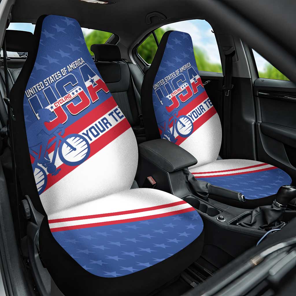 Personalized USA Cycling Car Seat Cover United States Bike Racing Lover - Wonder Print Shop