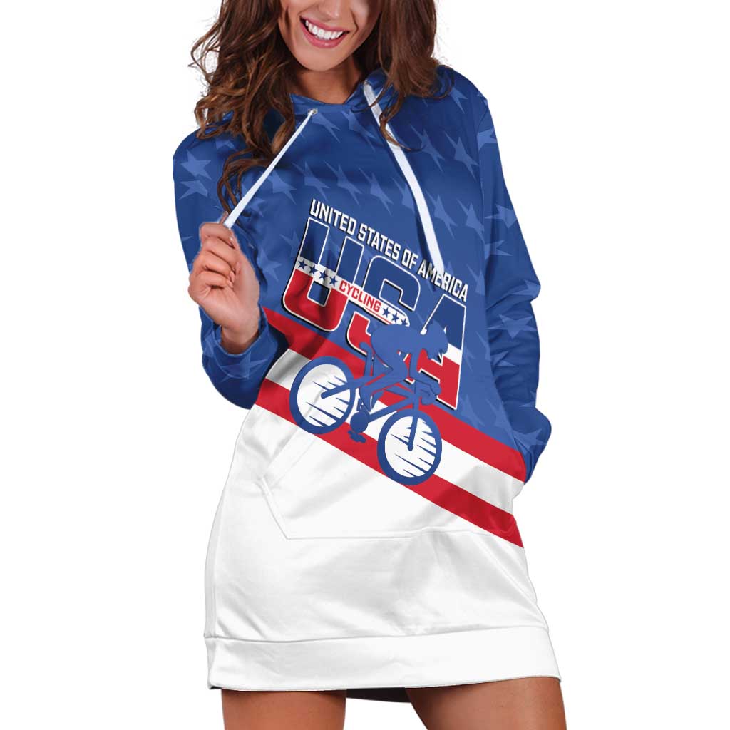 Personalized USA Cycling Hoodie Dress United States Bike Racing Lover - Wonder Print Shop