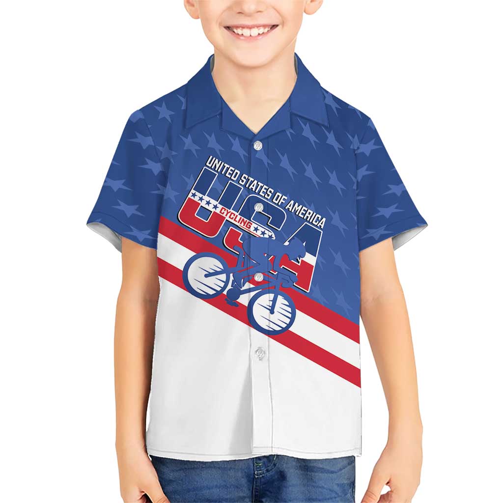 Personalized USA Cycling Kid Hawaiian Shirt United States Bike Racing Lover - Wonder Print Shop