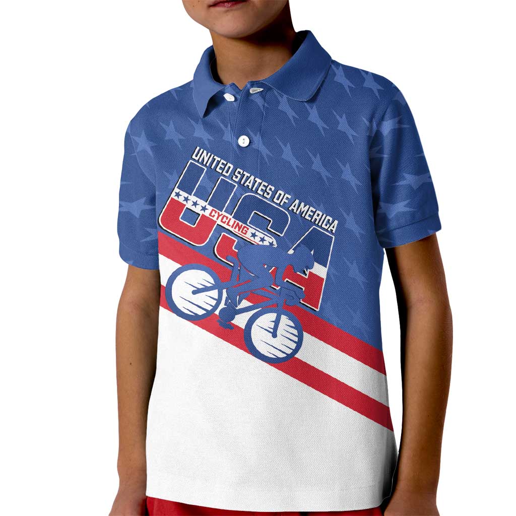 Personalized USA Cycling Kid Polo Shirt United States Bike Racing Lover - Wonder Print Shop