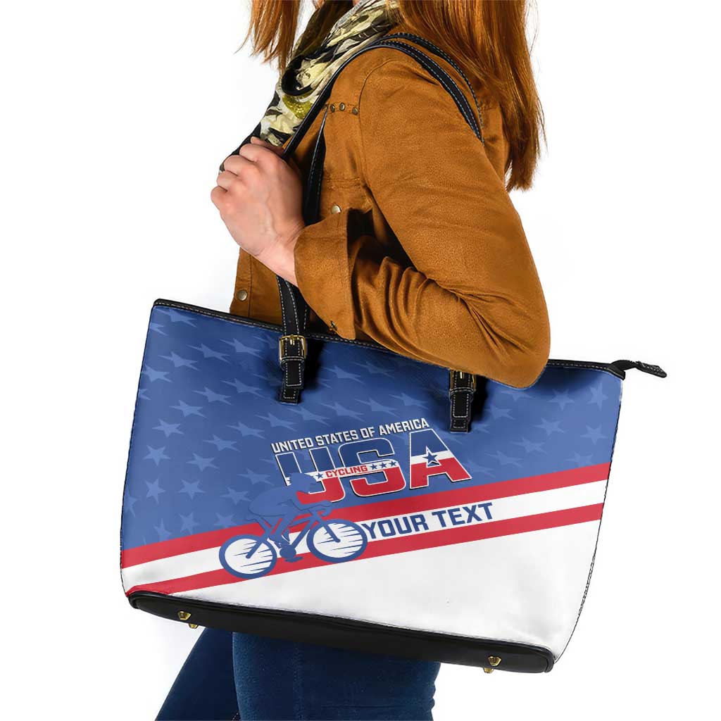 Personalized USA Cycling Leather Tote Bag United States Bike Racing Lover