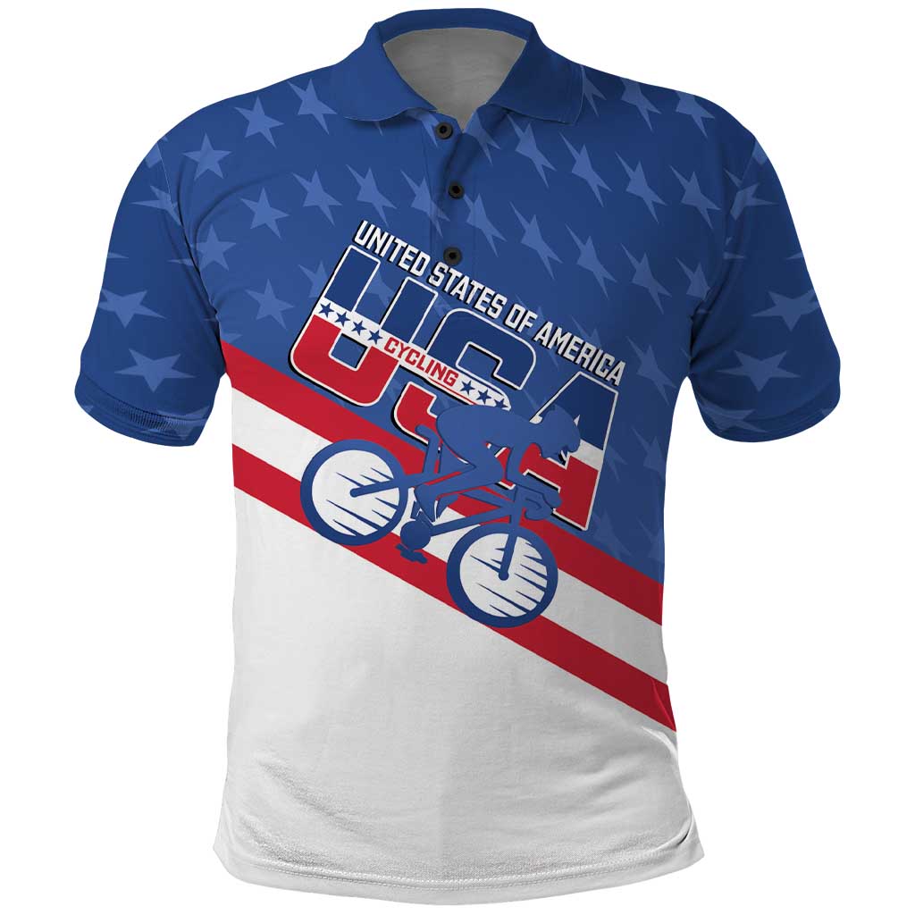 Personalized USA Cycling Polo Shirt United States Bike Racing Lover - Wonder Print Shop