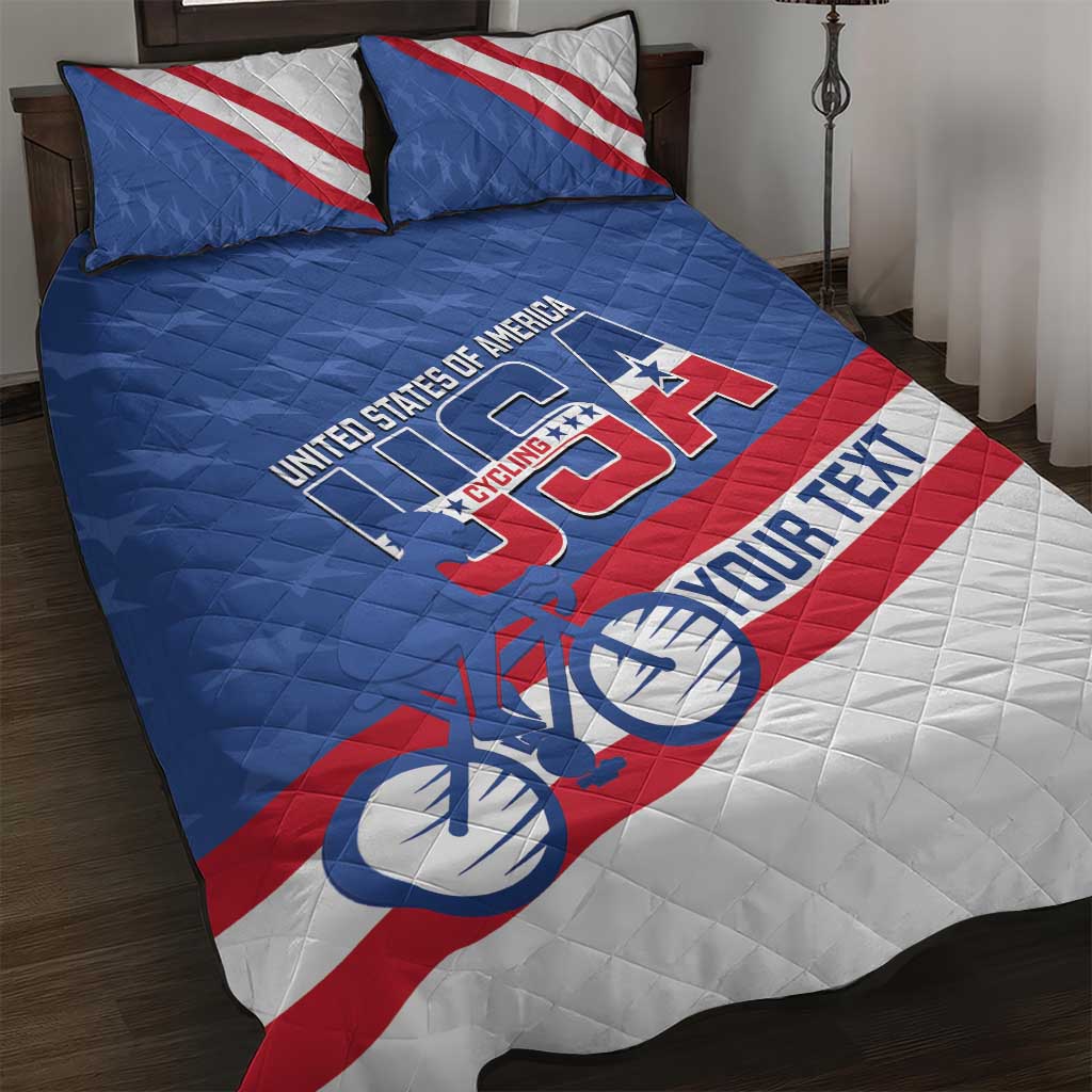 Personalized USA Cycling Quilt Bed Set United States Bike Racing Lover