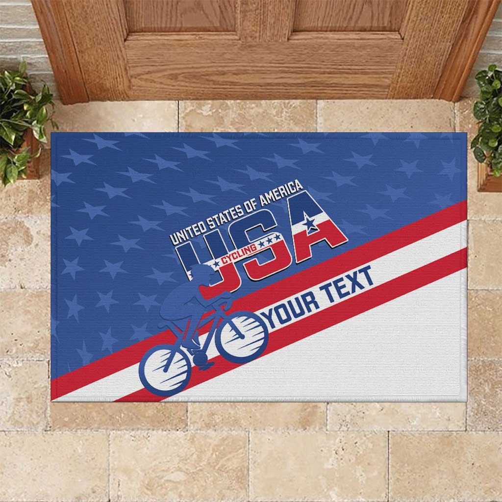 Personalized USA Cycling Rubber Doormat United States Bike Racing Lover