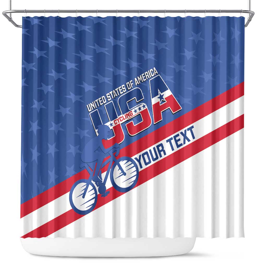 Personalized USA Cycling Shower Curtain United States Bike Racing Lover