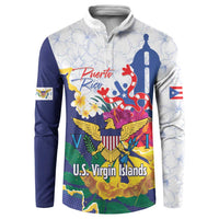 Men’s zip sweatshirt with Puerto Rico and U.S. Virgin Islands graphic, floral and eagle crest